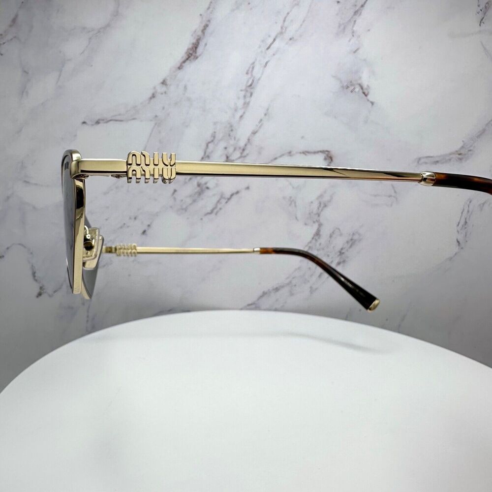 New MIU MIU Runway Hexagon Geometric Gold Metal S… - image 6